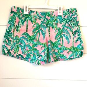 Lilly Pulitzer Palm tree Print Pink and Green Shorts. Size medium.